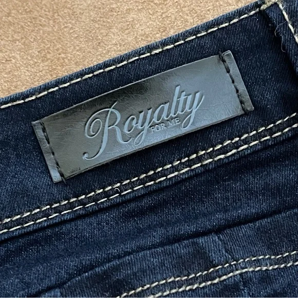 Royalty For Me Wanna Betta Butt? Dark Blue Stretch Slim Fit Anklet Jeans Size 12 - Picture 7 of 16